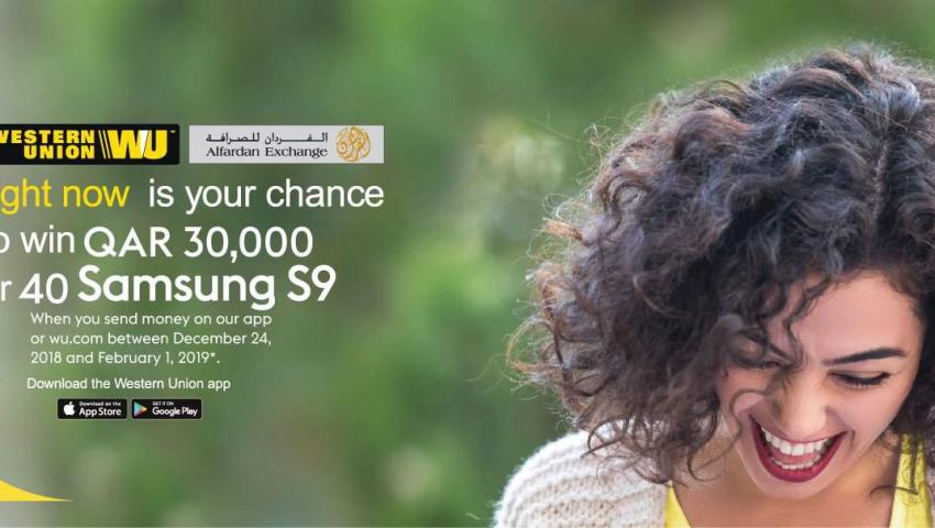Win QAR 30000 and 40 Samsung s9 with Western Union!