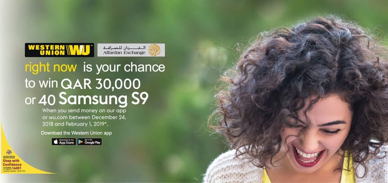 Win QAR 30000 and 40 Samsung s9 with Western Union!